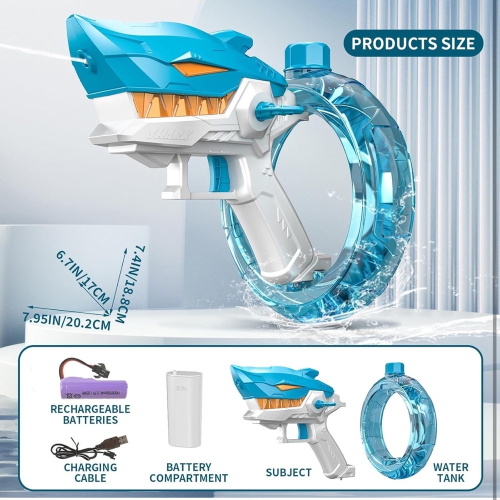 ✨BNWT - Electric Shark Shape Water Guns for Kids - Blue✨ - Picture 6 of 11